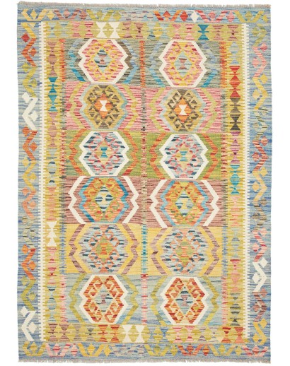 Tappeto Kilim Afghanistan marrone bianco 129x182