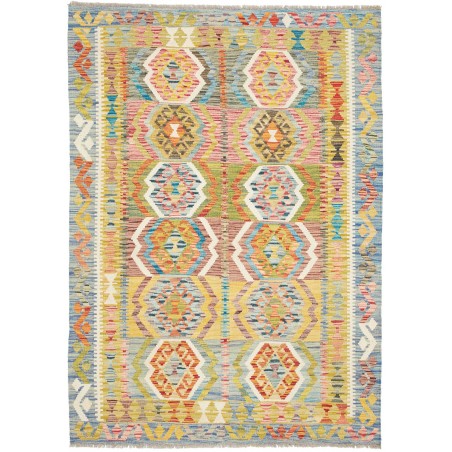 Tappeto Kilim Afghanistan marrone bianco 129x182