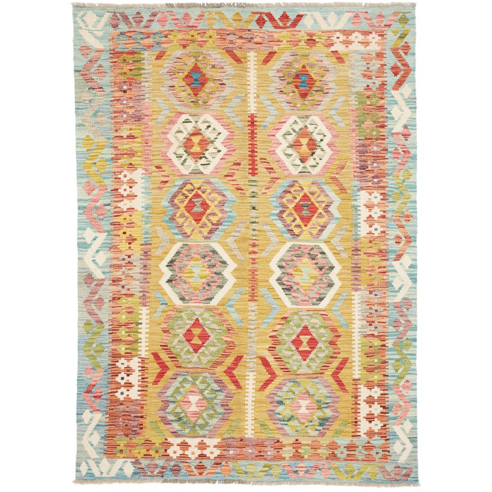 Tappeto Kilim Afghanistan marrone rosso 129x179