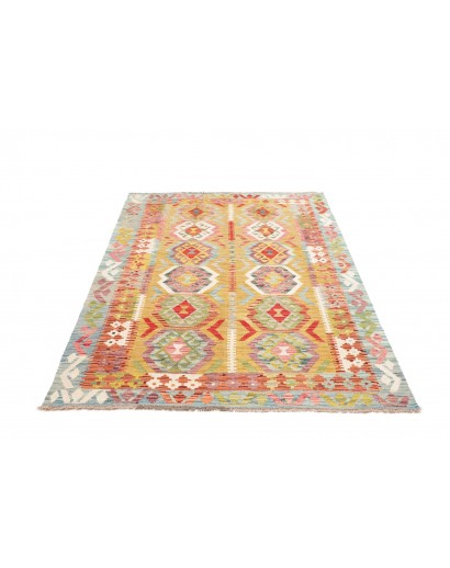 Tappeto Kilim Afghanistan marrone rosso 129x179