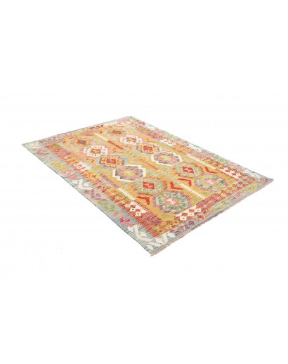 Tappeto Kilim Afghanistan marrone rosso 129x179