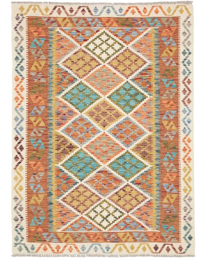 Tappeto Kilim Afghanistan marrone azzurro 126x172