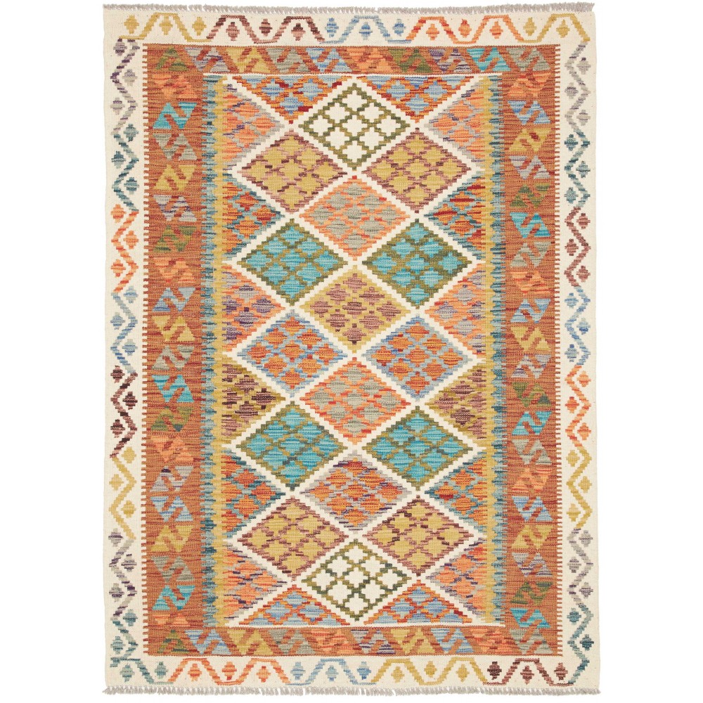 Tappeto Kilim Afghanistan marrone azzurro 126x172