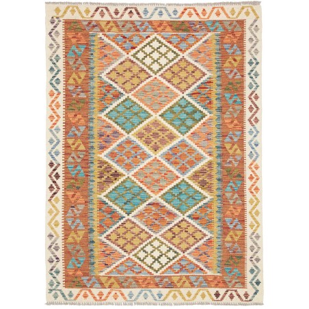 Tappeto Kilim Afghanistan marrone azzurro 126x172