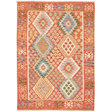 Tappeto Kilim Afghanistan arancione bianco 126x177