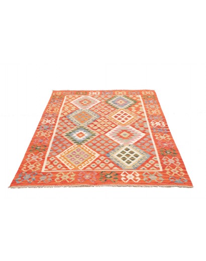 Tappeto Kilim Afghanistan arancione bianco 126x177