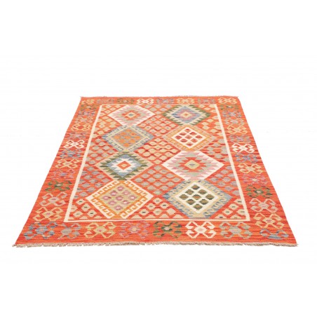 Tappeto Kilim Afghanistan arancione bianco 126x177