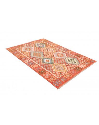 Tappeto Kilim Afghanistan arancione bianco 126x177