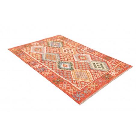 Tappeto Kilim Afghanistan arancione bianco 126x177