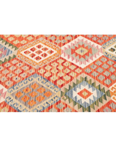 Tappeto Kilim Afghanistan arancione bianco 126x177
