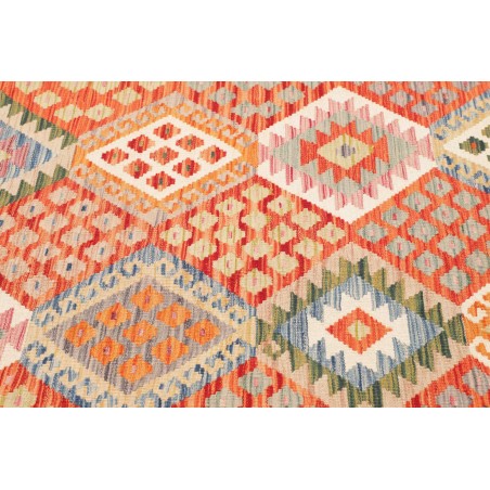 Tappeto Kilim Afghanistan arancione bianco 126x177