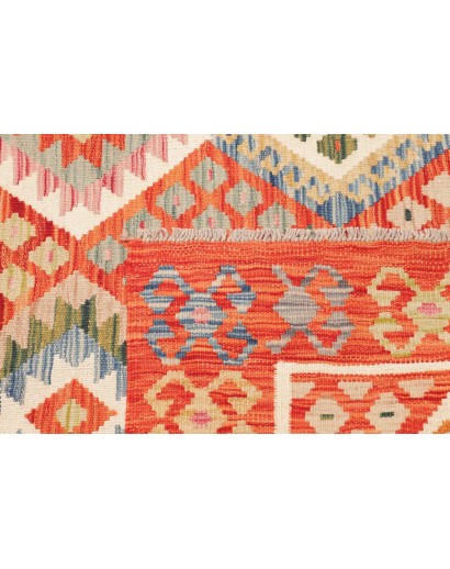 Tappeto Kilim Afghanistan arancione bianco 126x177