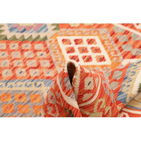 Tappeto Kilim Afghanistan arancione bianco 126x177