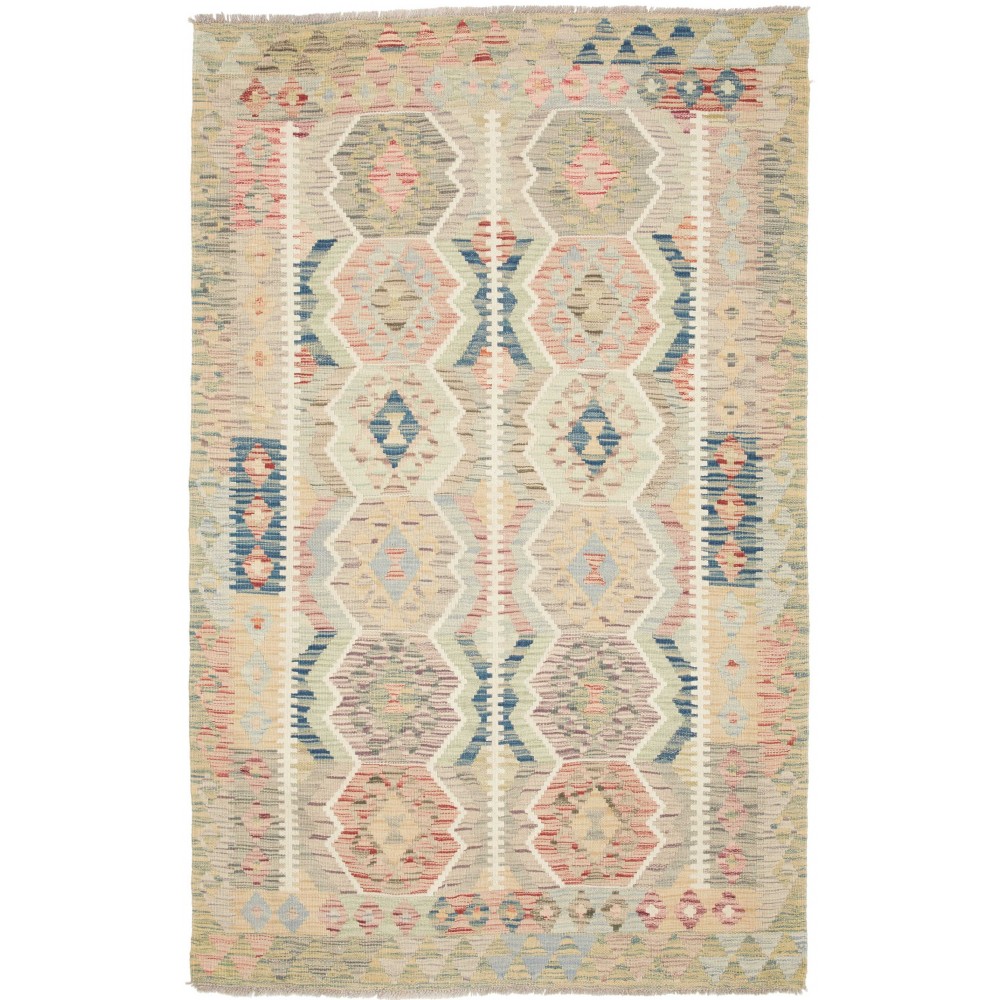 Tappeto Kilim Afghanistan beige azzurro 123x190