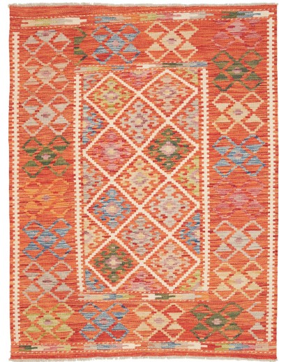 Tappeto Kilim Afghanistan arancione grigio 133x172