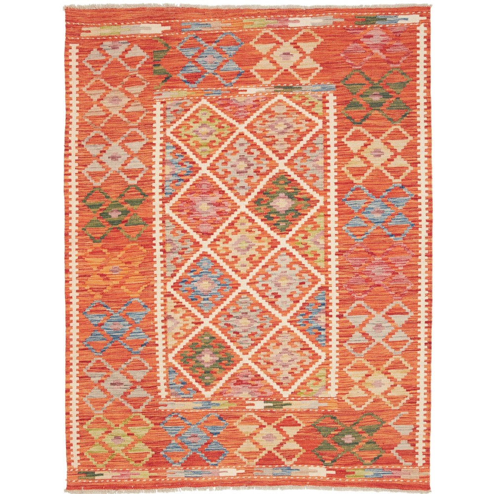 Tappeto Kilim Afghanistan arancione grigio 133x172