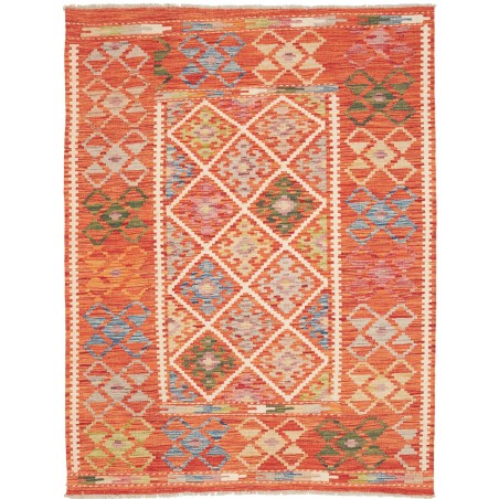Tappeto Kilim Afghanistan arancione grigio 133x172