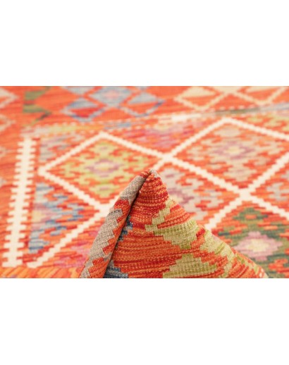 Tappeto Kilim Afghanistan arancione grigio 133x172