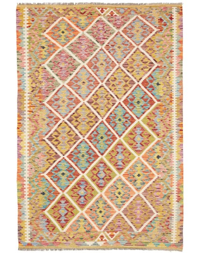 Tappeto Kilim Afghanistan marrone bianco 125x187