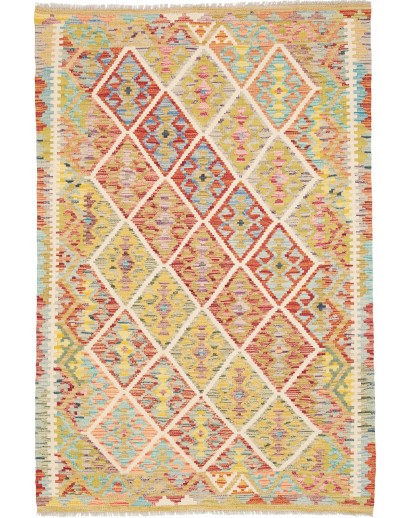 Tappeto Kilim Afghanistan marrone rosso 124x184
