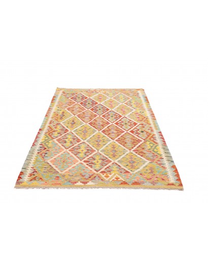 Tappeto Kilim Afghanistan marrone rosso 124x184