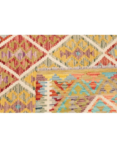 Tappeto Kilim Afghanistan marrone rosso 124x184