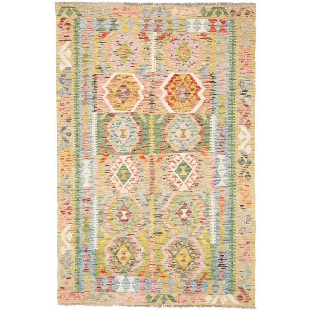 Tappeto Kilim Afghanistan marrone bianco 121x182