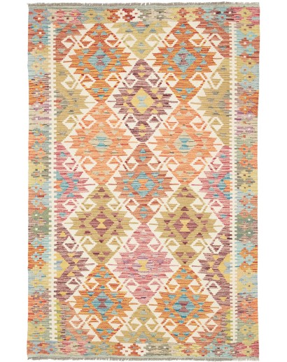 Tappeto Kilim Afghanistan marrone azzurro 123x186