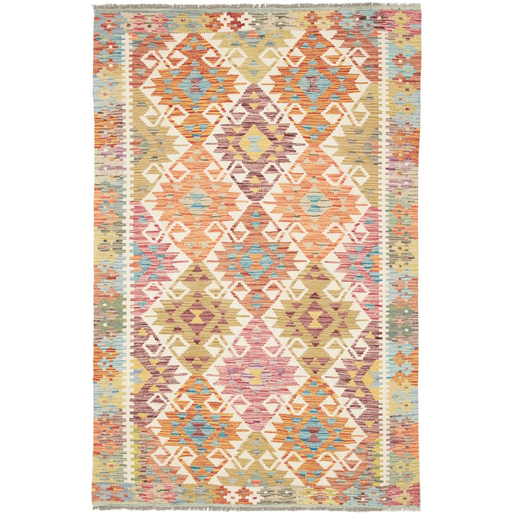 Tappeto Kilim Afghanistan marrone azzurro 123x186