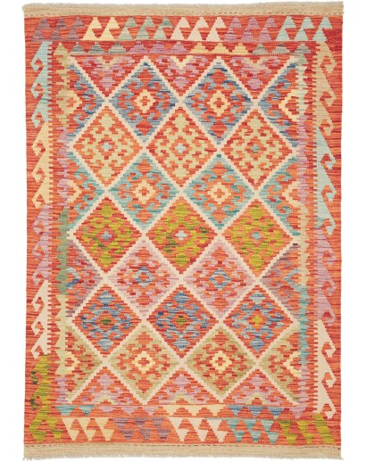 Tappeto Kilim Afghanistan marrone rosso 126x180