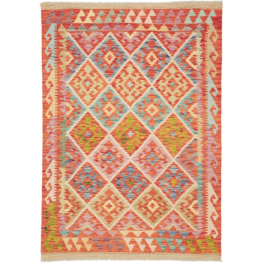 Tappeto Kilim Afghanistan marrone rosso 126x180