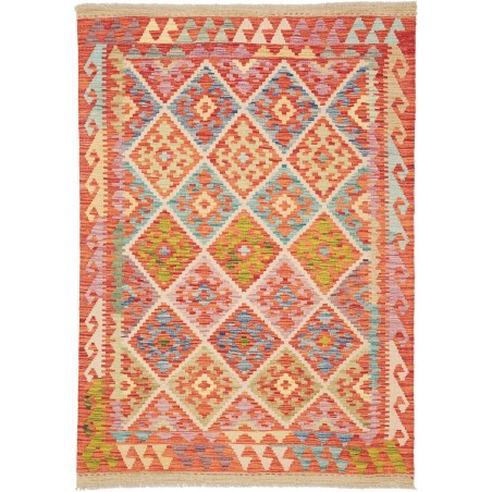 Tappeto Kilim Afghanistan marrone rosso 126x180