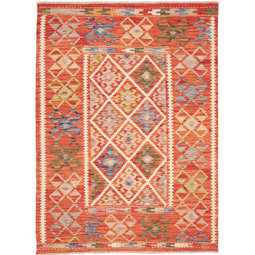 Tappeto Kilim Afghanistan rosso beige 134x178