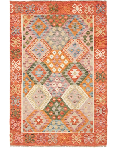 Tappeto Kilim Afghanistan arancione marrone 130x190