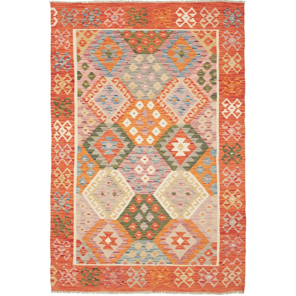 Tappeto Kilim Afghanistan arancione marrone 130x190