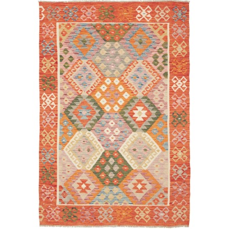 Tappeto Kilim Afghanistan arancione marrone 130x190