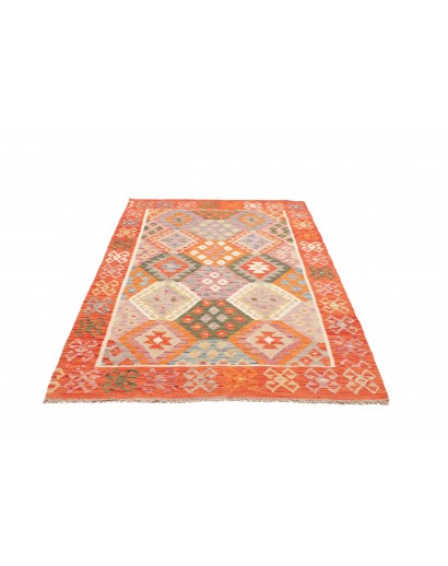 Tappeto Kilim Afghanistan arancione marrone 130x190