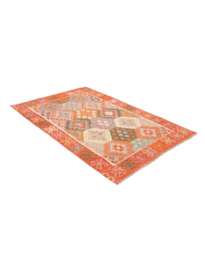 Tappeto Kilim Afghanistan arancione marrone 130x190