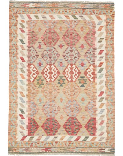 Tappeto Kilim Afghanistan marrone rosso 126x178