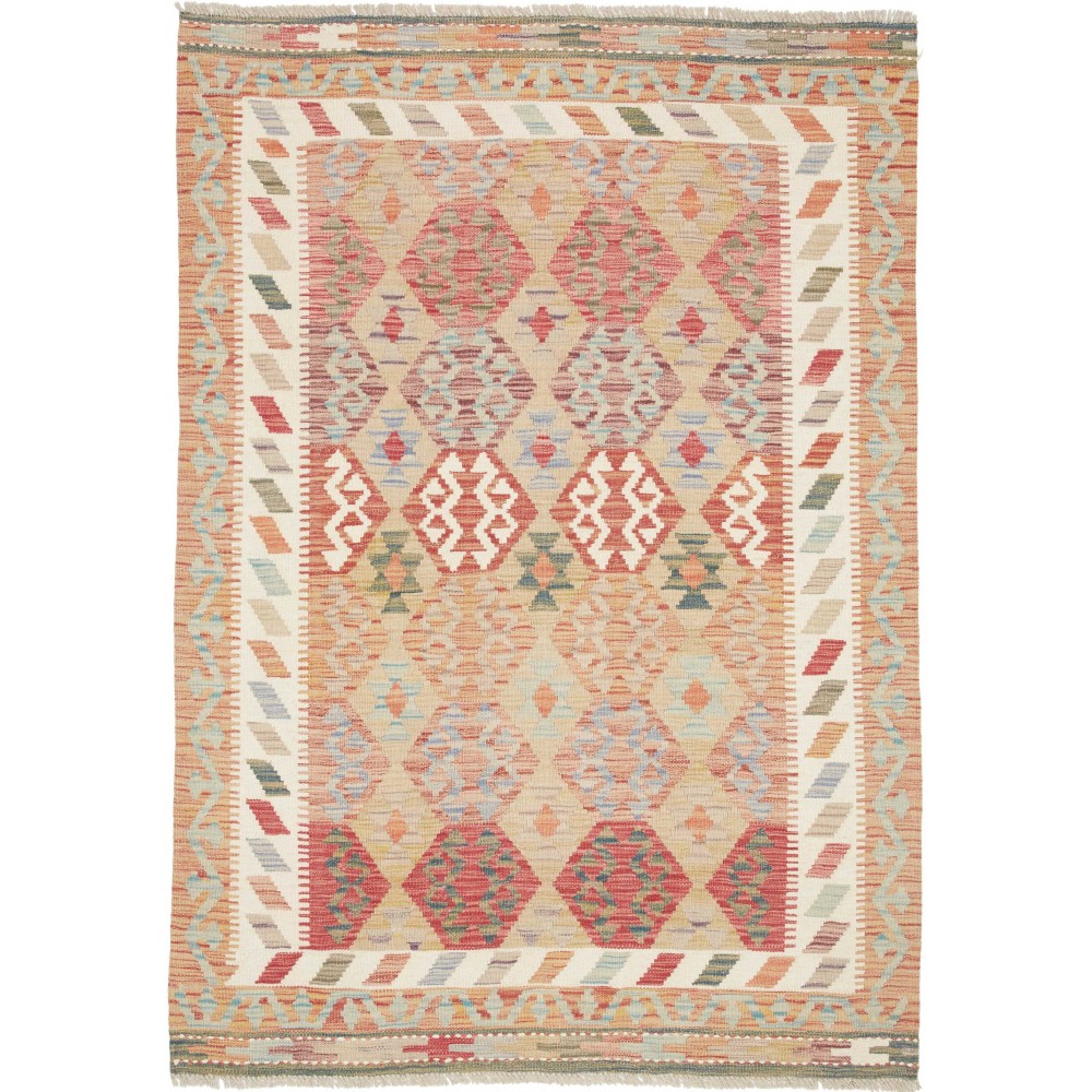 Tappeto Kilim Afghanistan marrone rosso 126x178