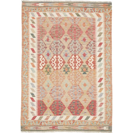 Tappeto Kilim Afghanistan marrone rosso 126x178