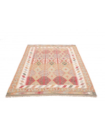 Tappeto Kilim Afghanistan marrone rosso 126x178