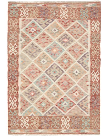 Tappeto Kilim Afghanistan marrone bianco 122x172