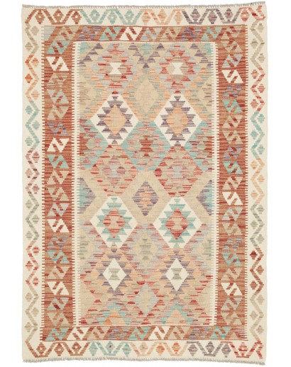 Tappeto Kilim Afghanistan marrone bianco 124x175