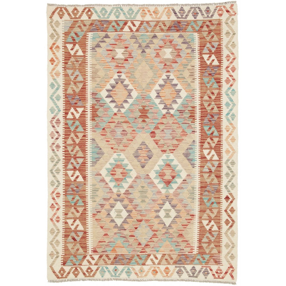 Tappeto Kilim Afghanistan marrone bianco 124x175