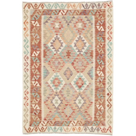 Tappeto Kilim Afghanistan marrone bianco 124x175