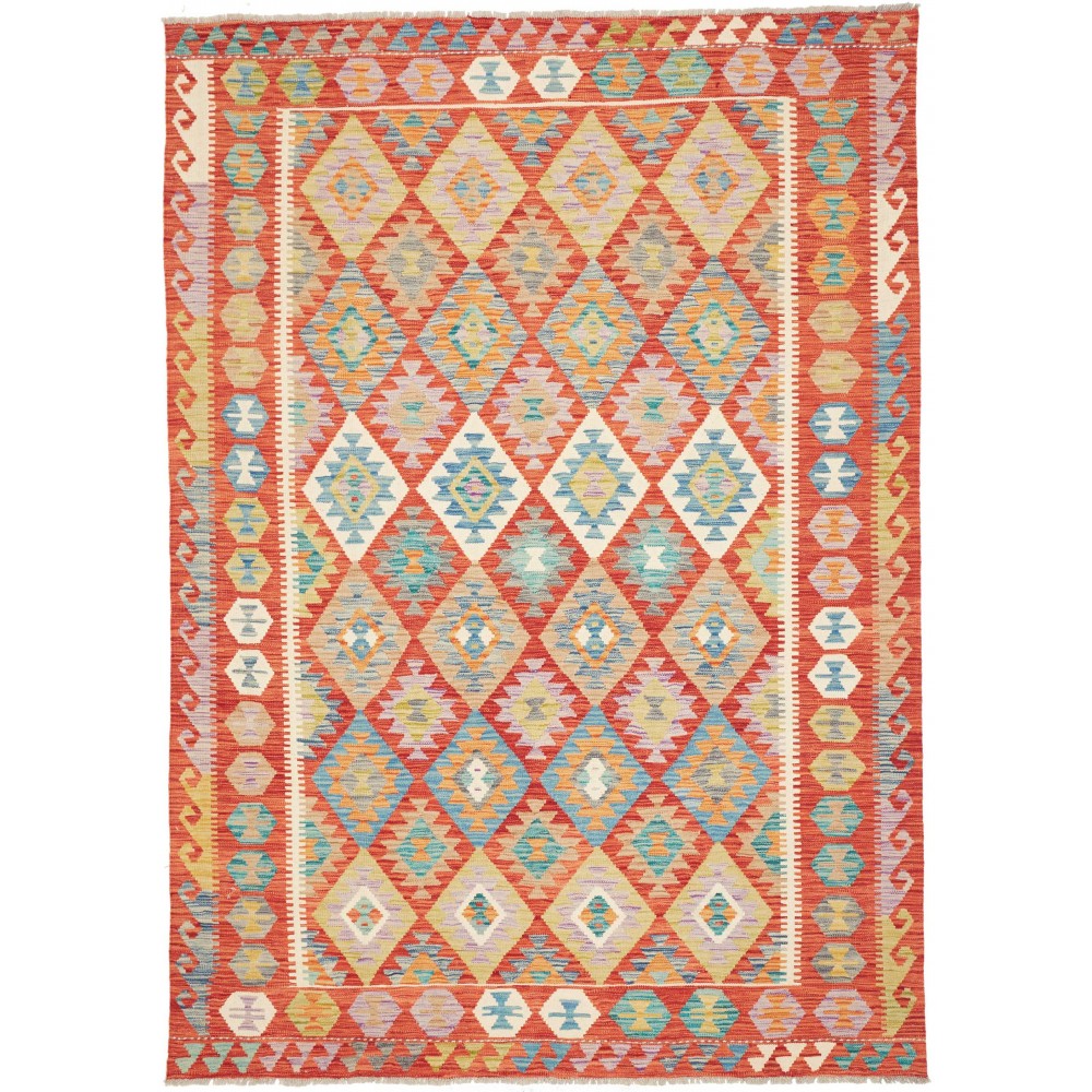 Tappeto Kilim Afghanistan marrone rosso 173x244