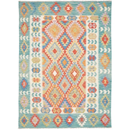 Tappeto Kilim Afghanistan beige verde 173x235