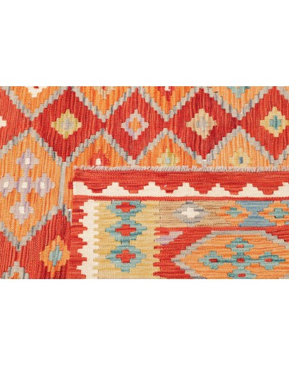 Tappeto Kilim Afghanistan arancione marrone 174x242