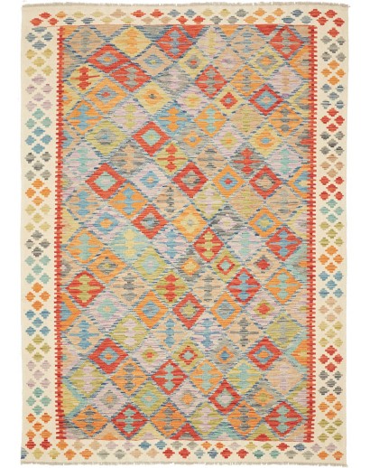 Tappeto Kilim Afghanistan marrone azzurro 172x238